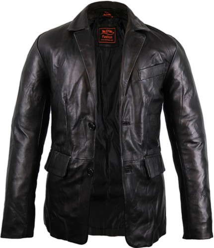 Men leather blazer - men's, real