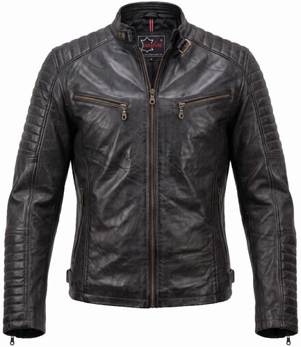 Mens genuine leather biker - genuine,