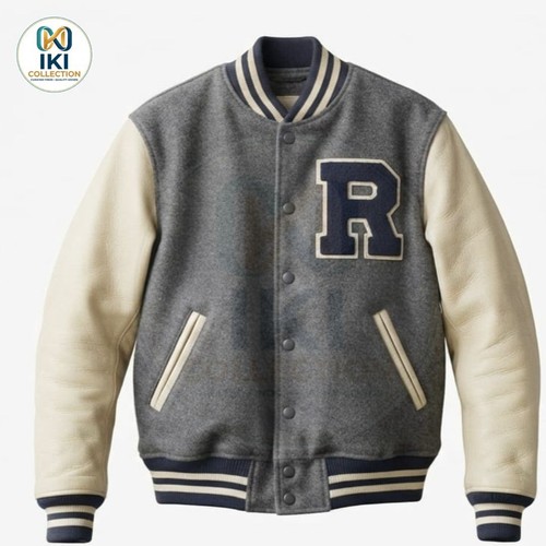 College jacket with wool body - college,